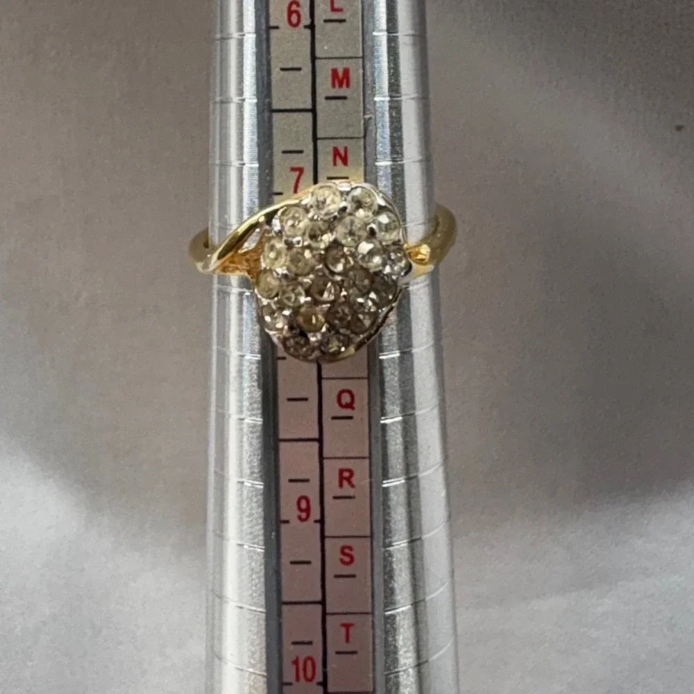 Unbranded Cluster Ring Womens Size 7.5 Gold Good 14k Gold Filled Oval Pave